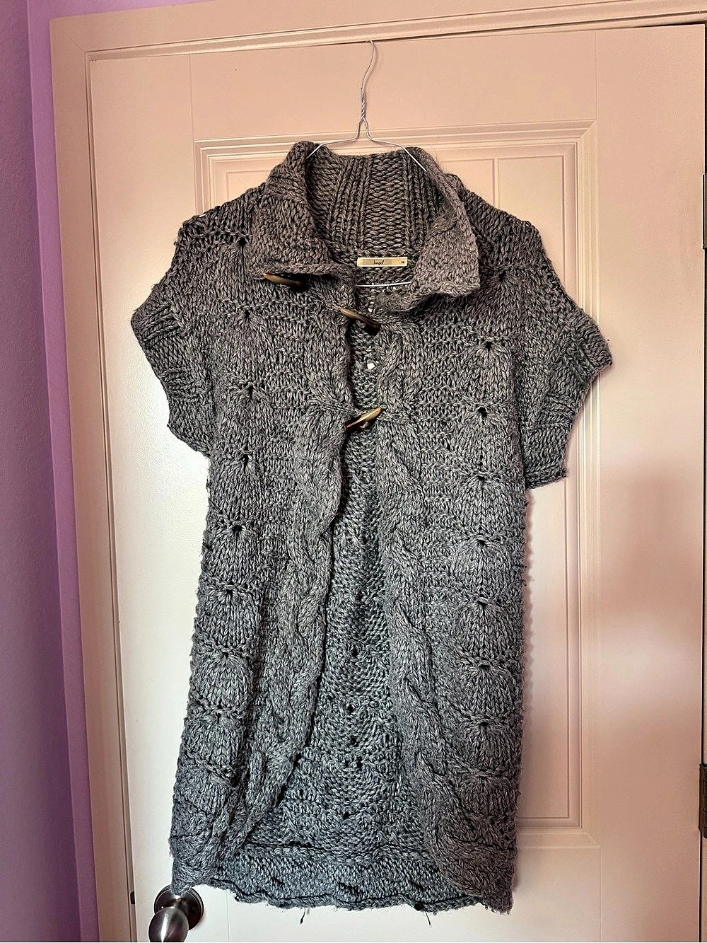Hazel Knit Toggle Cardigan in Gray Size Medium